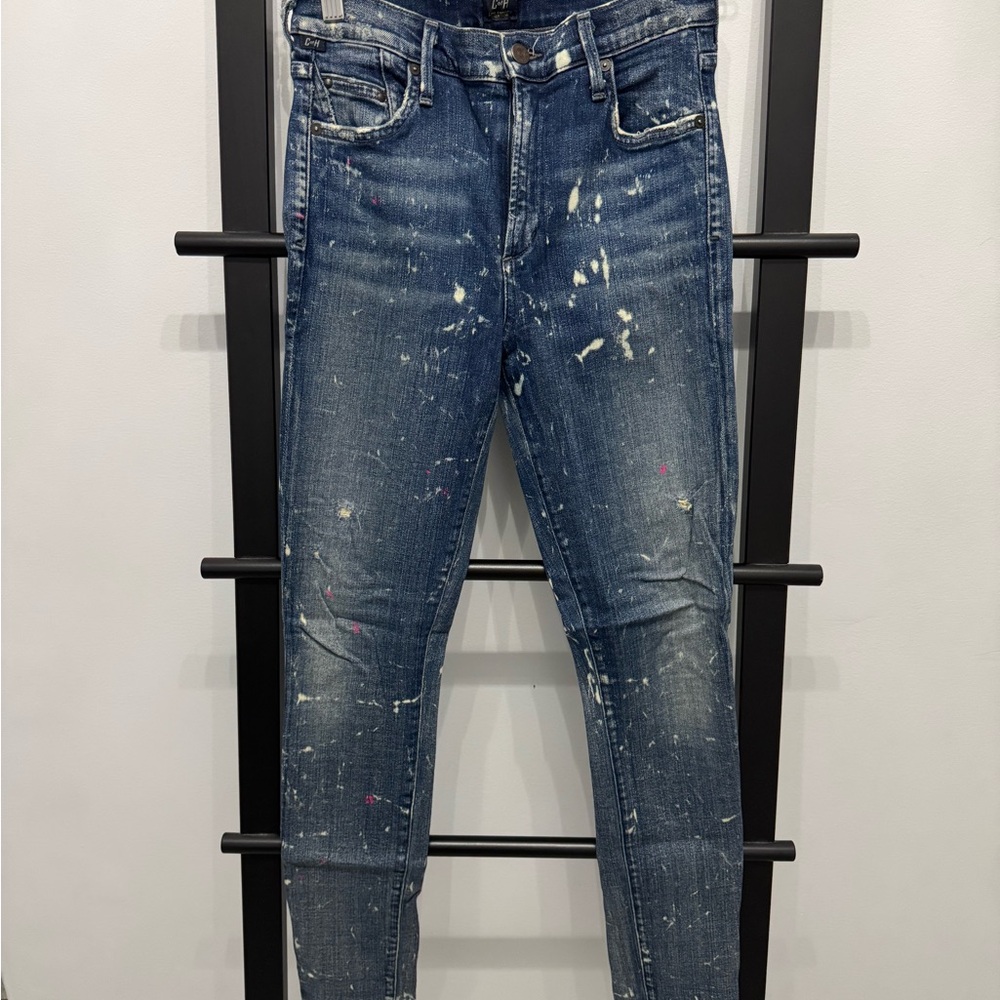 Citizens Of Humanity Blue Skinny Jeans Distressed Artistic